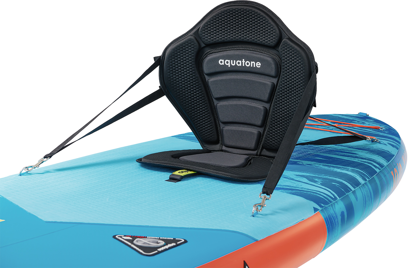 2+4+1 D-RINGS DESIGN APPLIES ON THE WAVE COLLECTION. THE TWO EXTRA D-RING CONNECTORS ON THE MIDDLE OF DECK CAN BE EASILY TRANSFORMED INTO KAYAK ATTACHMENT. (*KAYAK SEAT IS OPTIONAL)