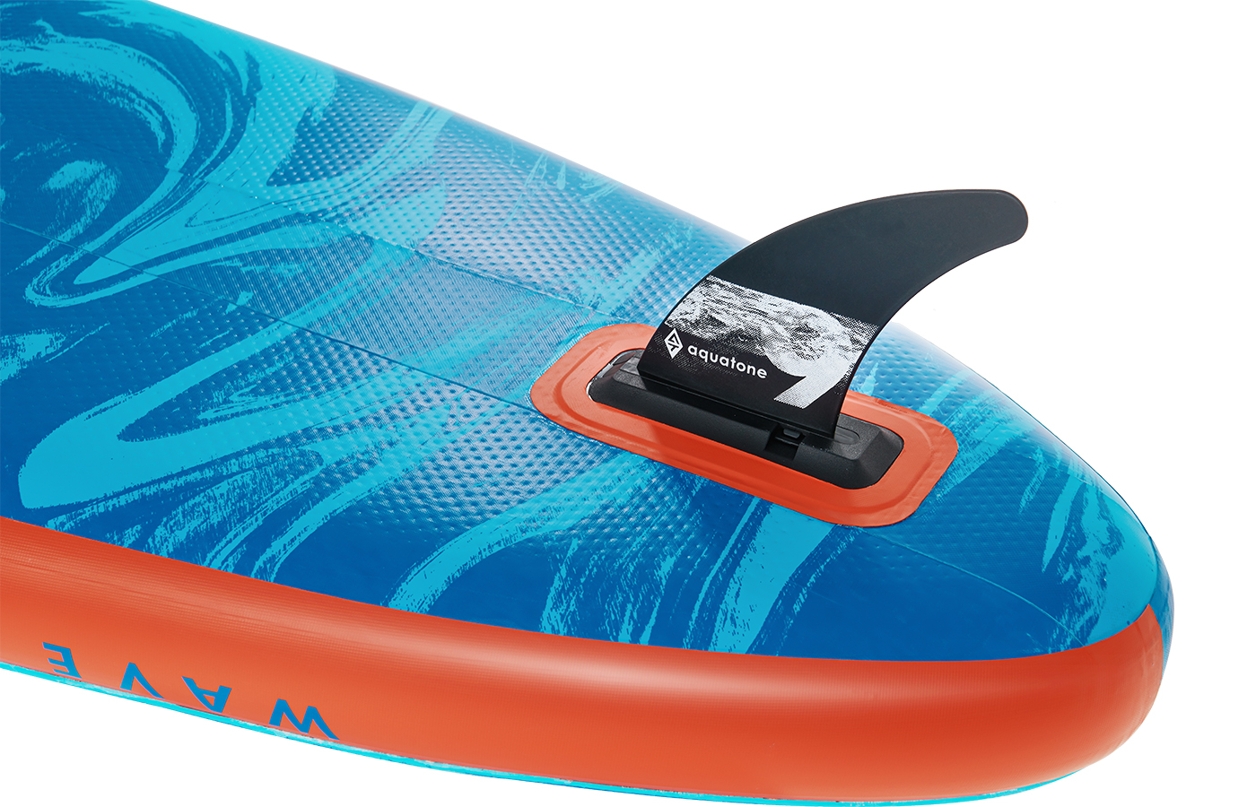 SINGLE 9-INCH PUSH-IN CENTER FIN SET-UP. BUILT WITH REINFORCED NYLON AND AQUATONE CUSTOMIZED FIN BASE. THE UNIQUE FIN BASE IS MORE SECURE WITH THE EXTRA GROOVED BOTTOM TO LOCK THE FIN IN PLACE.