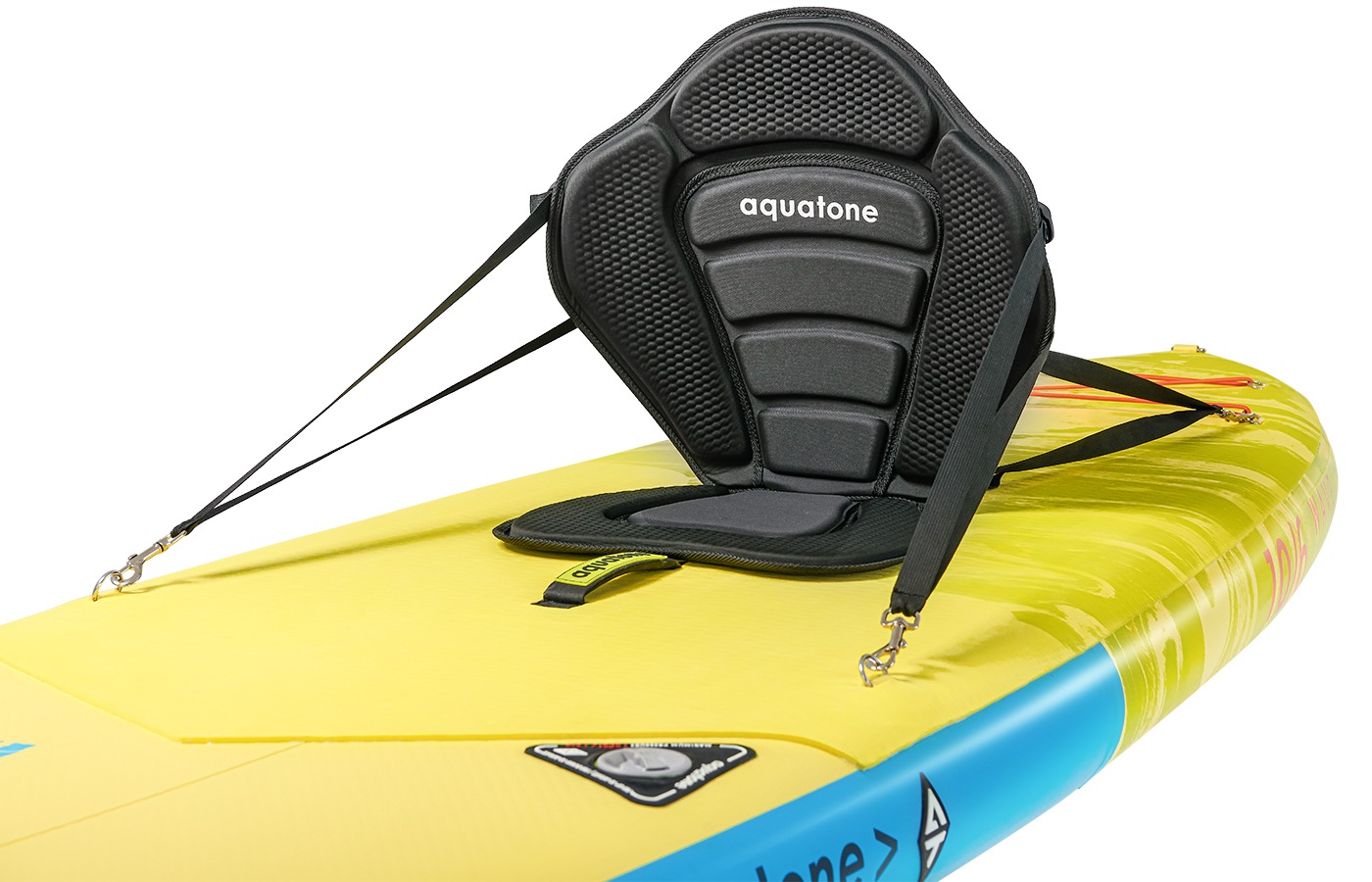 2+4+1 D-RINGS DESIGN APPLIES ON THE WAVE COLLECTION. THE TWO EXTRA D-RING CONNECTORS ON THE MIDDLE OF DECK CAN BE EASILY TRANSFORMED INTO KAYAK ATTACHMENT. (*KAYAK SEAT IS OPTIONAL)