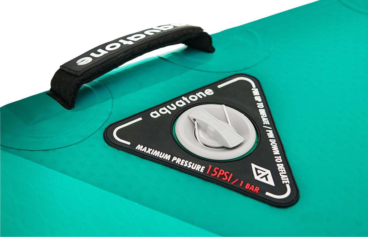 CUSTOMIZED FOR AQUATONE AIR SUP, THE HIGH PRESSURE AIR VALVE TECHNOLOGY APPLIES TO ENSURE THE BOARD MAXIMUM STIFFNESS AND RIDERS' SAFETY.