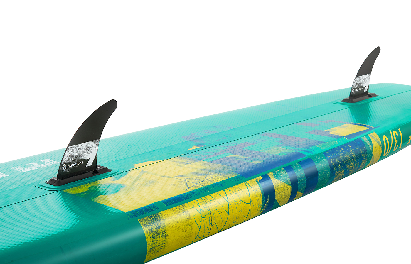 AQUATONE 9-INCH CENTER FIN WORKS WITH THE MULTI-PERSON SUPS. THE DOUBLE FIN SET UP PROVIDES GOOD ALL-ROUND OR CRUISING OPTION FOR STAND-UP PADDLING, BUT IMPORTANTLY A GREAT WINDSURFING EXPERIENCE.