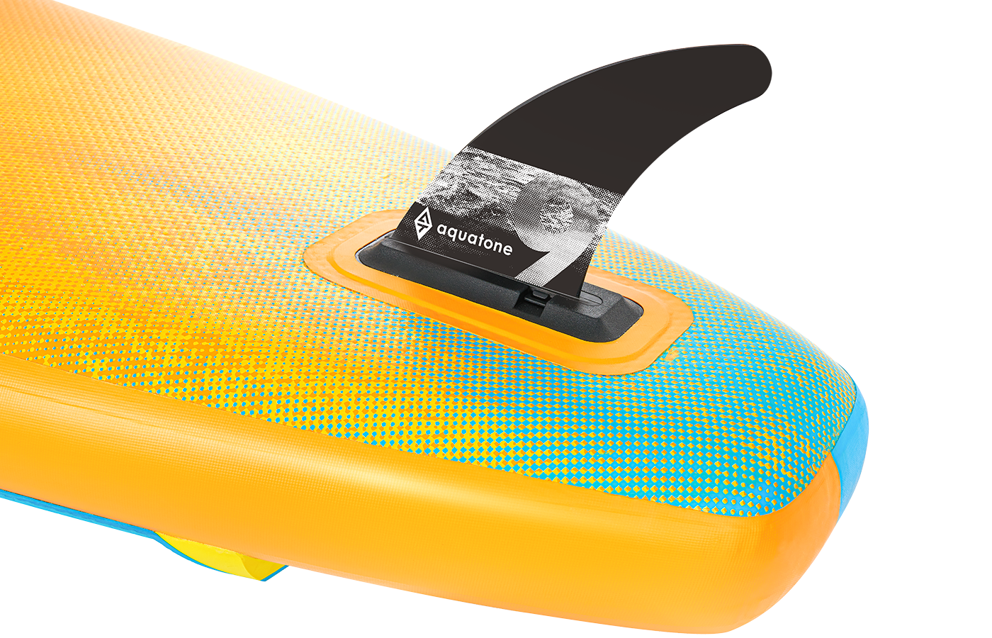 SINGLE 9-INCH PUSH-IN CENTER FIN SET-UP. BUILT WITH REINFORCED NYLON AND AQUATONE CUSTOMIZED FIN BASE. THE UNIQUE FIN BASE IS MORE SECURE WITH THE EXTRA GROOVED BOTTOM TO LOCK THE FIN IN PLACE.