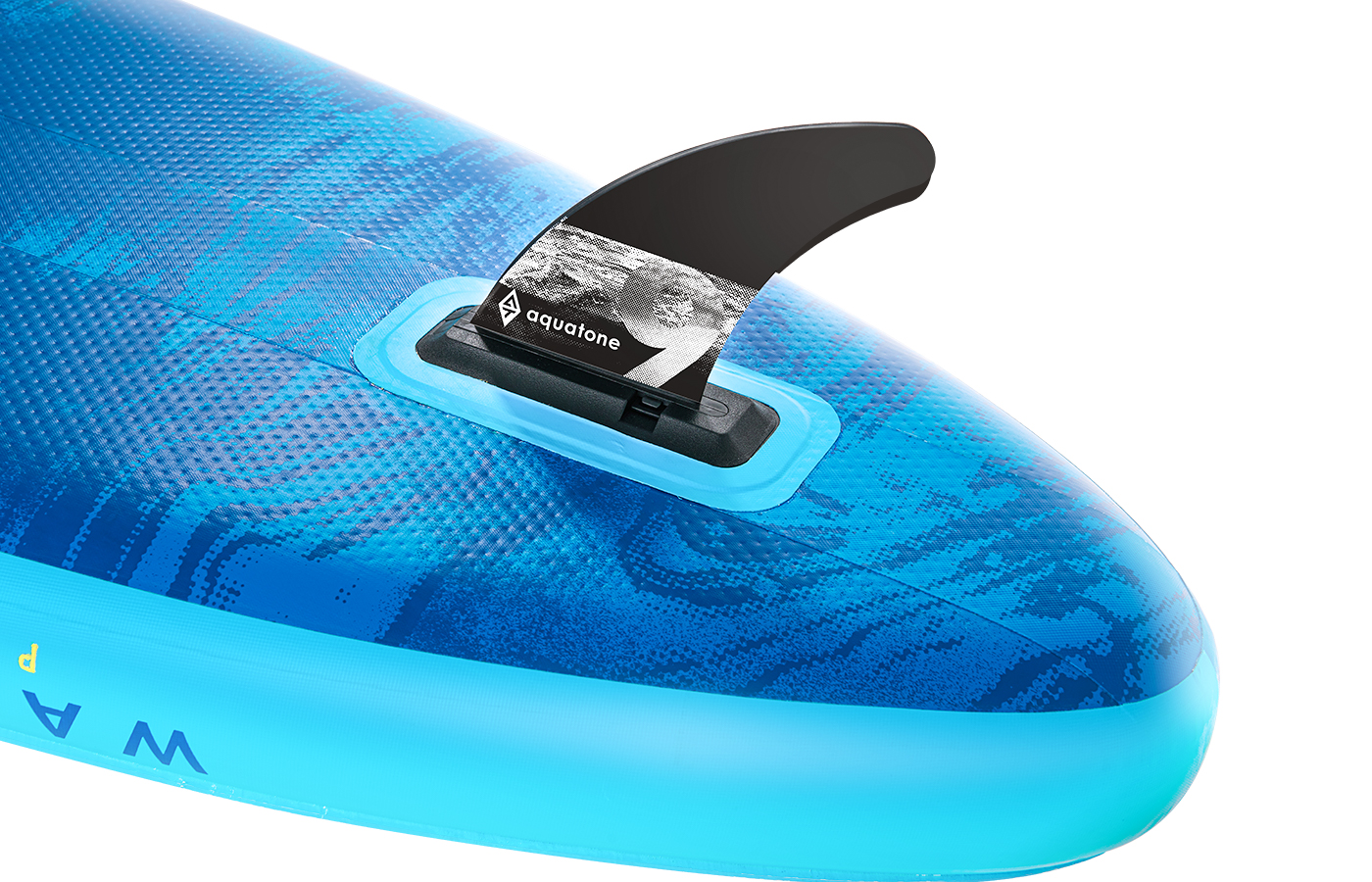 SINGLE 9-INCH PUSH-IN CENTER FIN SET-UP. BUILT WITH REINFORCED NYLON AND AQUATONE CUSTOMIZED FIN BASE. THE UNIQUE FIN BASE IS MORE SECURE WITH THE EXTRA GROOVED BOTTOM TO LOCK THE FIN IN PLACE.